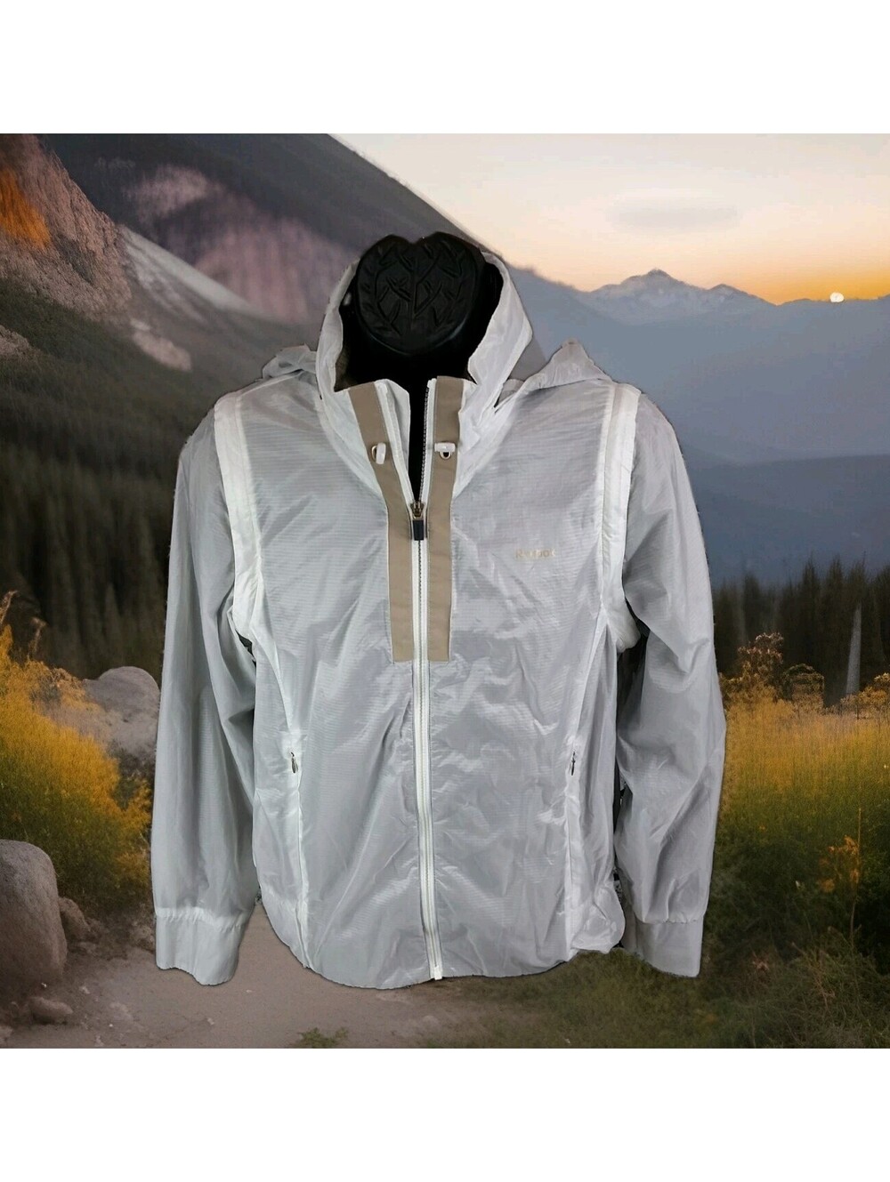 Reebok Running Gym Convertible Rain Jacket Vest Mens Medium Womens Large Hooded